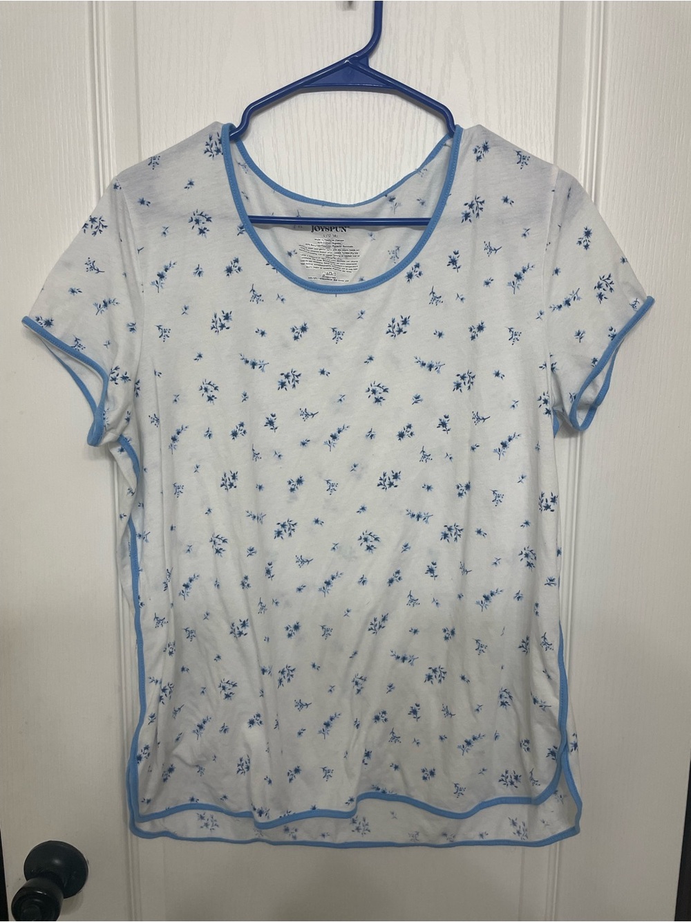 Light Blue Floral Short Sleeve Pajama SET